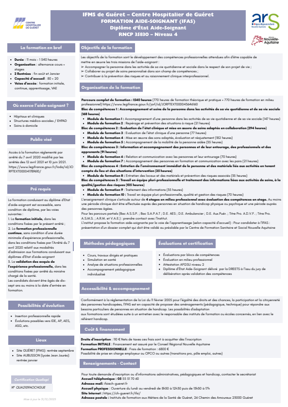 Plaquette IFAS Guéret